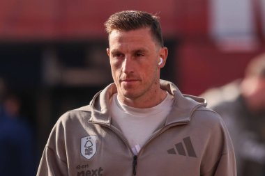 Nottingham Ormanı 'ndan Chris Wood Premier League maçı sırasında Nottingham Forest, Manchester City' ye karşı 8 Mart 2025 'te İngiltere' nin Nottingham şehrinde geldi.