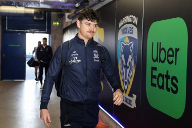 Warrington Wolves 'tan Jordy Crowther, 9 Mart 2025' te Warrington, İngiltere 'deki Halliwell Jones Stadyumu' nda Warrington Wolves 'a karşı Wakefield Trinity maçında Betfred Süper Lig 4. Raundundan önce geldi.