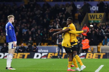 Wolverhampton Wanderers takımından Marshall Munetsi, 8 Mart 2025 'te Wolverhampton Everton' a karşı oynanan Premier League maçında 1-1 kazanma hedefini kutluyor.