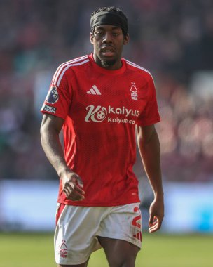 Nottingham Ormanı 'ndan Anthony Elanga Premier Lig maçı sırasında Nottingham Forest Manchester City' ye karşı 8 Mart 2025 'te Nottingham, İngiltere' de City Ground 'da.