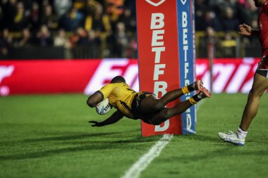 Castleford Tigers 'dan Muizz Mustapha, 7 Mart 2025' te İngiltere 'nin Castleford kentinde oynanan 4. Betfred Süper Lig karşılaşmasında Castleford Tigers - Salford Red Devils - The Mend-A-Hose Jungle, Castleford, İngiltere