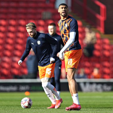 Blackpool F.C. 'den Ashley Fletcher. Sky Bet Ligi 1 maçından önce Barnsley, Blackpool 'a karşı Oakwell, Barnsley, İngiltere, 8 Mart 2025