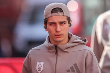 Nottingham Ormanı 'ndan Nicols Domnguez Premier League maçı sırasında Nottingham Forest Manchester City' ye karşı 8 Mart 2025 'te İngiltere' nin Nottingham şehrinde geldi.