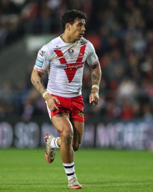 St. Helens 'in Tristan Sailor' u Betfred Süper Lig 4. Raundunda St Helens vs Hull KR 'a karşı Tamamen Wicked Stadyumu, St Helens, İngiltere, 7 Mart 2025