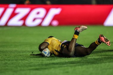 Castleford Tigers 'dan Muizz Mustapha, 7 Mart 2025' te İngiltere 'nin Castleford kentinde oynanan 4. Betfred Süper Lig karşılaşmasında Castleford Tigers - Salford Red Devils - The Mend-A-Hose Jungle, Castleford, İngiltere