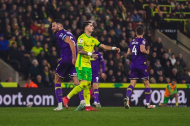 Norwich City 'den Borja Sainz, Norwich City' nin Oxford United 'a karşı oynadığı 7 Mart 2025' te, Carrow Road, Norwich, İngiltere 'de oynanan Gökyüzü İddia Şampiyonası maçında.