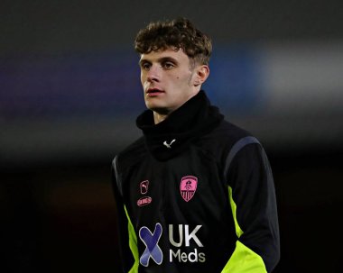 Notts County 'den Zak Johnson 11 Mart 202' de Blundell Park, Cleethorpes 'ta Grimsby Town' a karşı Notts County maçından önce