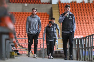 Blackpool takımından Ashley Fletcher, 11 Mart 202 'de Blackpool, Blackpool' da oynanan Blackpool-Cambridge United maçının önüne geçti.