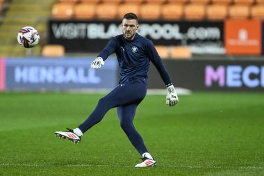 Blackpool 'dan Richard O' Donnell 11 Mart 2025 'te Bloomfield Road, Blackpool' da oynanan Sky Bet Ligi 1 maçı öncesinde oynanan ısınma maçında