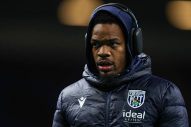 West Bromwich Albion takımından Grady Diangana, 11 Mart 202 'de Burnley ile West Bromwich Albion arasındaki maç öncesinde stadyuma geldi.