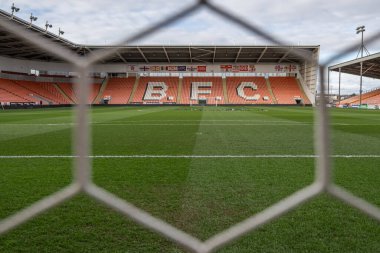 Bloomfield Road, Blackpool Home of Blackpool 'un genel görünümü, 11 Mart 2025' te Bloomfield Road, Blackpool 'da oynanan Blackpool-Cambridge United maçı öncesinde