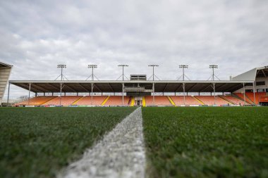 Bloomfield Road, Blackpool Home of Blackpool 'un genel görünümü, 11 Mart 2025' te Bloomfield Road, Blackpool 'da oynanan Blackpool-Cambridge United maçı öncesinde