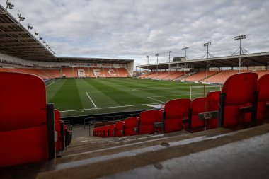 Bloomfield Road, Blackpool Home of Blackpool 'un genel görünümü, 11 Mart 2025' te Bloomfield Road, Blackpool 'da oynanan Blackpool-Cambridge United maçı öncesinde