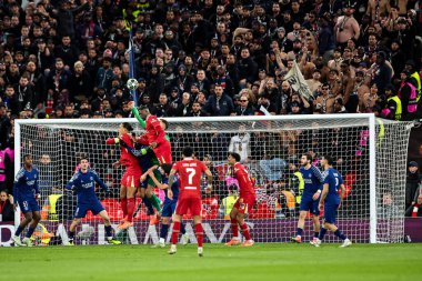 Paris 'ten Gianluigi Donnarumma UEFA Şampiyonlar Ligi' nde son 16 maçta Liverpool, Liverpool 'da Paris Saint-Germain' e karşı Anfield, Liverpool, Birleşik Krallık 'ta 11 Mart 2025' te bir kurtarış yaptı.