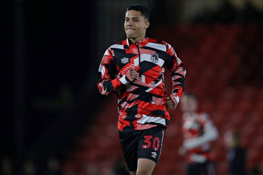 Grimsby Town 'dan Evan Khouri 11 Mart 2025' te Blundell Park, Cleethorpes 'ta Grimsby Town' a karşı Notts County maçından önce