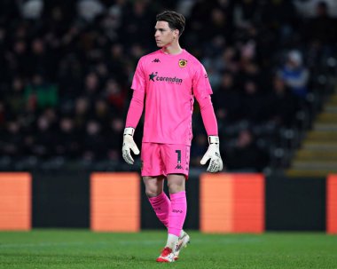 Hull City takımının Ivor Pandur maçı sırasında Hull City, Oxford United 'a karşı MKM Stadyumu, Hull, İngiltere, 12 Mart 2025