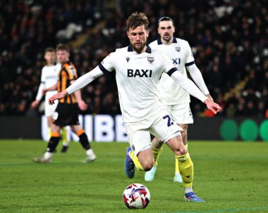 Oxford United 'tan Saklı ter Avest Sky Bet Şampiyonası maçında Hull City, Oxford United' a karşı MKM Stadyumu, Hull, İngiltere, 12 Mart 2025