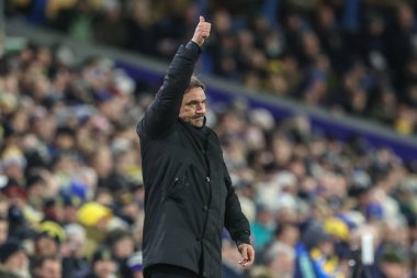 Leeds United 'ın Daniel Farke teknik direktörü, Leeds United - Leeds Road, Leeds, İngiltere' de 12 Mart 2025 tarihinde oynanan maçta Leeds United - Millwall maçında