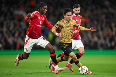 Real Sociedad 'dan Takefusa Kubo, UEFA Avrupa Ligi' nde Manchester United 'ın Real Sociedad' a karşı oynadığı 13 Mart 2025 'te UEFA Avrupa Ligi' nde Ayden Heaven of Manchester United 'ı geçti.