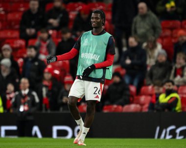 Manchester United 'ın Ayden Cenneti UEFA Avrupa Ligi' nin son 16 maçında Manchester United 'ın Real Sociedad' a karşı Old Trafford, Manchester, Birleşik Krallık 'ta 13 Mart 2025' te oynanan maç öncesi ısınma oturumunda