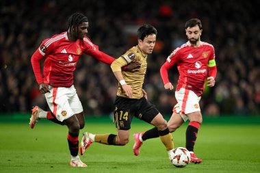 Real Sociedad 'dan Takefusa Kubo, UEFA Avrupa Ligi' nde Manchester United 'ın Real Sociedad' a karşı oynadığı 13 Mart 2025 'te UEFA Avrupa Ligi' nde Ayden Heaven of Manchester United 'ı geçti.