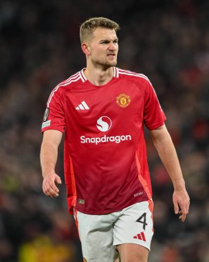 Manchester United 'dan Matthijs de Ligt UEFA Avrupa Ligi Son 16 maçında Manchester United, Old Trafford, Manchester, Birleşik Krallık' ta Real Sociedad 'a karşı