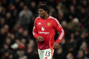 Manchester United 'dan Patrick Dorgu UEFA Avrupa Ligi Son 16 maç Manchester United' ın Real Sociedad 'a karşı Old Trafford, Manchester, İngiltere, 13 Mart 2025