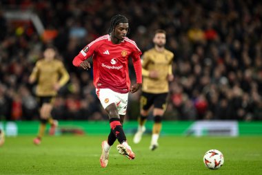 Manchester Cenneti UEFA Avrupa Ligi 'nin son 16 maçında Manchester United, Old Trafford, Manchester, Birleşik Krallık' ta Real Sociedad 'a karşı eylemde. 13 Mart 2025