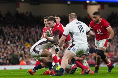 Galler 'den Max Llewellyn 2025 Guinness maçında 6 ülke İngiltere' ye karşı Principality Stadyumu, Cardiff, Birleşik Krallık, 15 Mart 2025