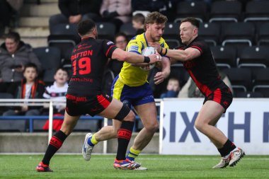 Warrington Wolves takımından Alfie Johnson, 15 Mart 2025 'te İngiltere' nin Widnes şehrindeki DCBL Stadyumu 'nda oynanan Betfred Challenge Cup maçında Widnes Vikings vs Warrington Wolves' a karşı.