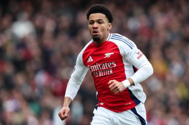 Arsenal 'den Ethan Nwaneri Premier League maçı sırasında Arsenal Chelsea' ye karşı Emirates Stadyumu, Londra, İngiltere, 16 Mart 2025