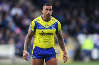 Warrington Wolves takımından Paul Vaughan, 15 Mart 2025 'te İngiltere' nin Widnes şehrinde oynanan Betfred Challenge Kupası karşılaşmasında Widnes Vikings, Warrington Wolves 'a karşı.