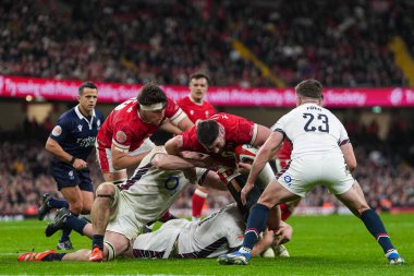 Galler 'den Gareth Thomas 2025 Guinness maçında 6 Milletler İngiltere' ye karşı Principality Stadyumu, Cardiff, Birleşik Krallık 'ta 15 Mart 2025