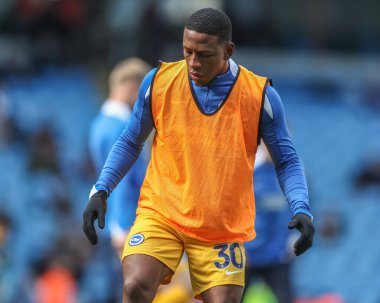 Brighton & Hove Albion takımından Pervis Estupin, Premier League maçında Manchester City - Brighton ve Hove Albion maçında 15 Mart 2025 'te Etihad Stadyumu, Manchester, İngiltere' de karşılaşacak.