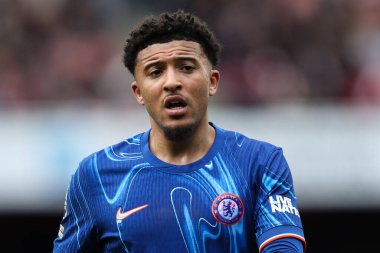Chelsea 'den Jadon Sancho Premier Lig karşılaşmasında Arsenal Chelsea' ye karşı Emirates Stadyumu, Londra, İngiltere, 16 Mart 2025