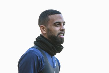 Blackpool 'dan CJ Hamilton 15 Mart 202' de Bloomfield Road, Blackpool 'da oynanan Blackpool-Leyton Orient maçı öncesinde oynanan maç öncesi ısınma maçında