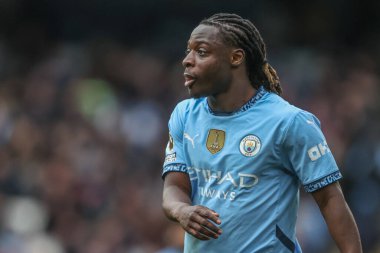 Manchester City 'den Jrmy Doku Premier League maçı sırasında Manchester City, Etihad Stadyumu' nda Brighton ve Hove Albion 'a karşı, 15 Mart 2025