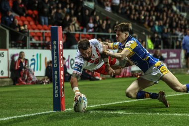St. Helens takımından Kyle Feldt, 14 Mart 2025 'te St Helens - Leeds Rhinos maçında St Helens - All Wicked Stadyumu, St Helens, İngiltere