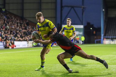 Warrington Wolves 'dan George Williams, 15 Mart 2025' te İngiltere 'nin Widnes şehrindeki DCBL Stadyumu' nda oynanan Betfred Challenge Cup maçında Widnes Vikings vs Warrington Wolves 'la karşı karşıya geldi.