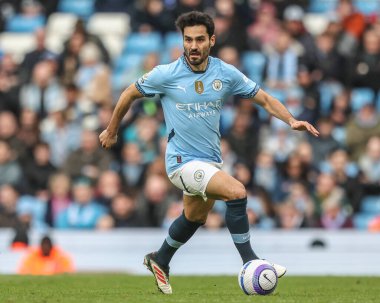 Manchester City Premier Lig maçı sırasında Etihad Stadyumu 'nda Manchester City, Brighton ve Hove Albion' a karşı 15 Mart 2025