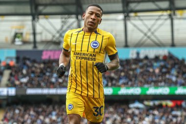 Premier Lig karşılaşmasında Brighton & Hove Albion 'dan Pervis Estupin Manchester City - Brighton ve Hove Albion maçında Etihad Stadyumu, Manchester, İngiltere, 15 Mart 2025