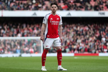 Arsenal 'den Declan Rice, 16 Mart 2025 tarihinde Emirates Stadyumu' nda oynanan Premier League karşılaşmasında Arsenal ve Chelsea karşı karşıya geldi.
