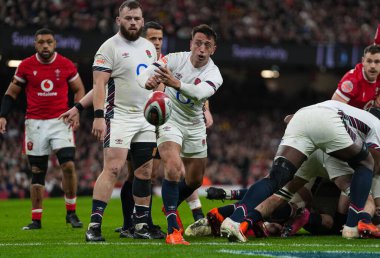 İngiltere 'den Alex Mitchell, 2025 Guinness 6 Milletler, İngiltere' ye karşı Principality Stadyumu, Cardiff, Birleşik Krallık 'ta 15 Mart 2025' te Galler maçı yaptı.