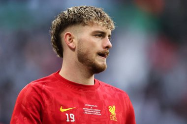Liverpool 'dan Harvey Elliott Carabao Kupası final maçı öncesinde Wembley Stadyumu' nda Liverpool ile Newcastle United karşılaşması, 16 Mart 2025