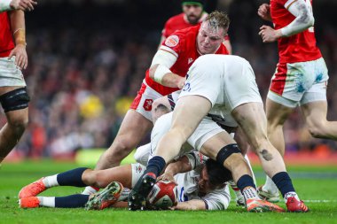 İngiltere 'den Marcus Smith topu 2025 Guinness 6 Milletin İngiltere' ye karşı Principality Stadyumu, Cardiff, Birleşik Krallık 'ta 15 Mart 2025' te oynadığı maçta sunar.