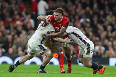 Galler 'den Max Llewellyn 2025 Guinness maçında 6 ülke İngiltere' ye karşı Principality Stadyumu, Cardiff, Birleşik Krallık, 15 Mart 2025