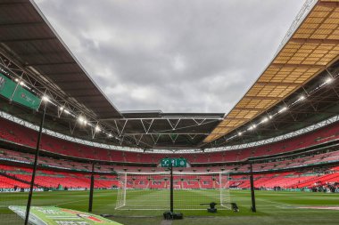 Wembley Stadyumu, 16 Mart 2025 'te Wembley Stadyumu' nda Liverpool ile Newcastle United arasındaki Carabao Kupası final maçı öncesinde genel olarak izleniyor.