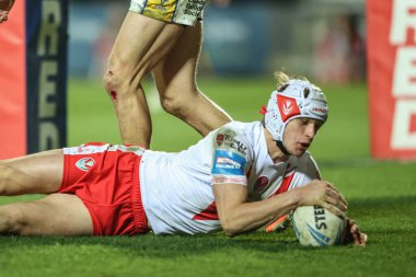 St. Helens 'ten Harry Robertson, 14 Mart 2025' te St Helens - Leeds Gergedan maçında St Helens - St Helens Stadyumu, İngiltere