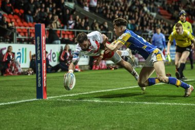 St. Helens takımından Kyle Feldt, 14 Mart 2025 'te St Helens - Leeds Rhinos maçında St Helens - All Wicked Stadyumu, St Helens, İngiltere