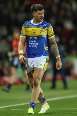 Leeds Rhinos takımından James Bentley, Betfred Challenge Kupası maçında St Helens, Leeds Gergedan 'a karşı, St Helens Stadyumu, St Helens, Birleşik Krallık, 14 Mart 2025